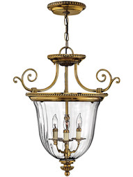 Cambridge Large 3 Light Pendant With Ribbed Glass Shade